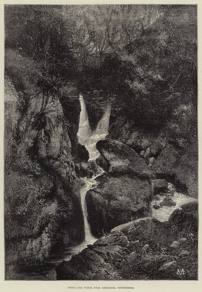 Stock Gill Force, nabij Ambleside, Windermere door Charles Auguste Loye